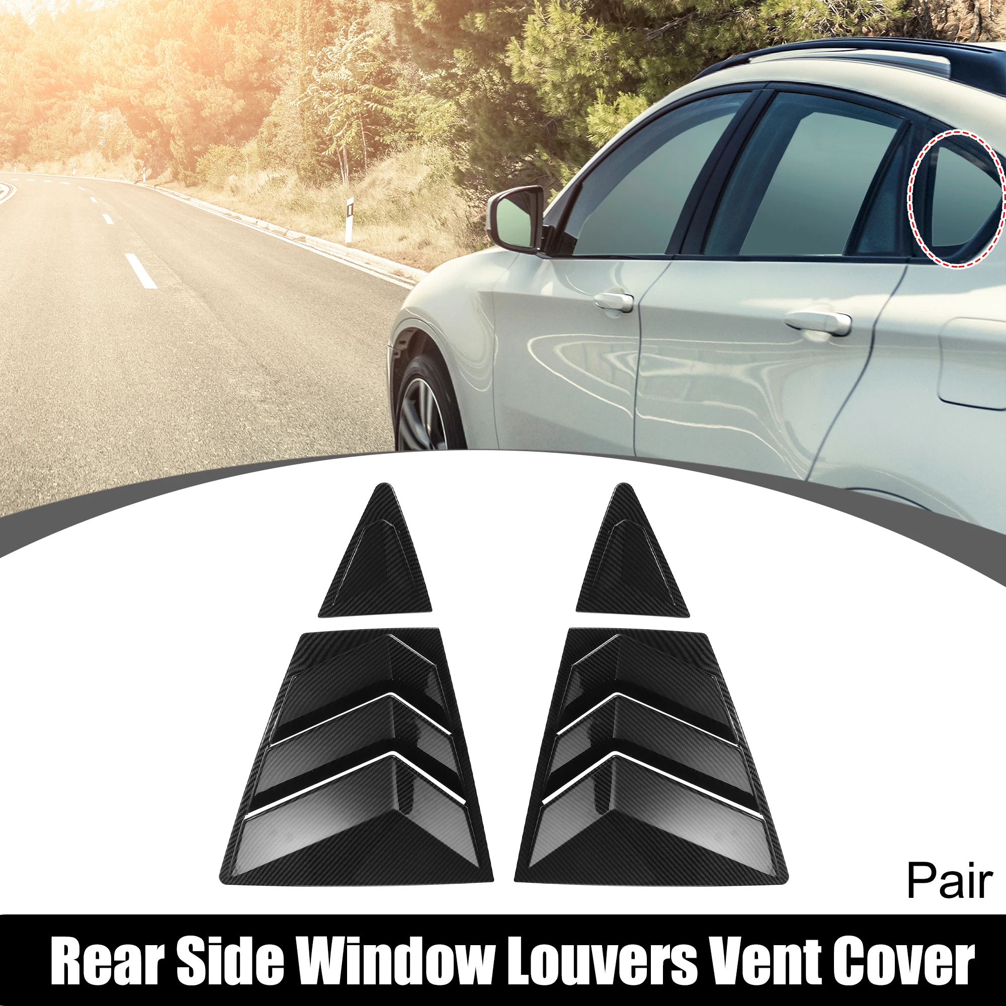 Uxcell Rear Side Window Louvers Vent Cover, Window Louvers Vent Exterior Trim, for Toyota Corolla 2020-2022, ABS