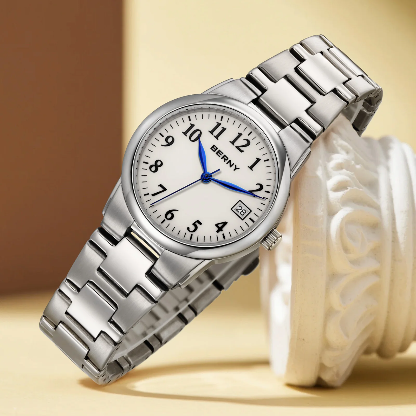 BERNY Women's Watches Full Luminous Dial Fashion Casual Ladies Quartz Watch Calendar Easy Read Elegant Wristwatch
