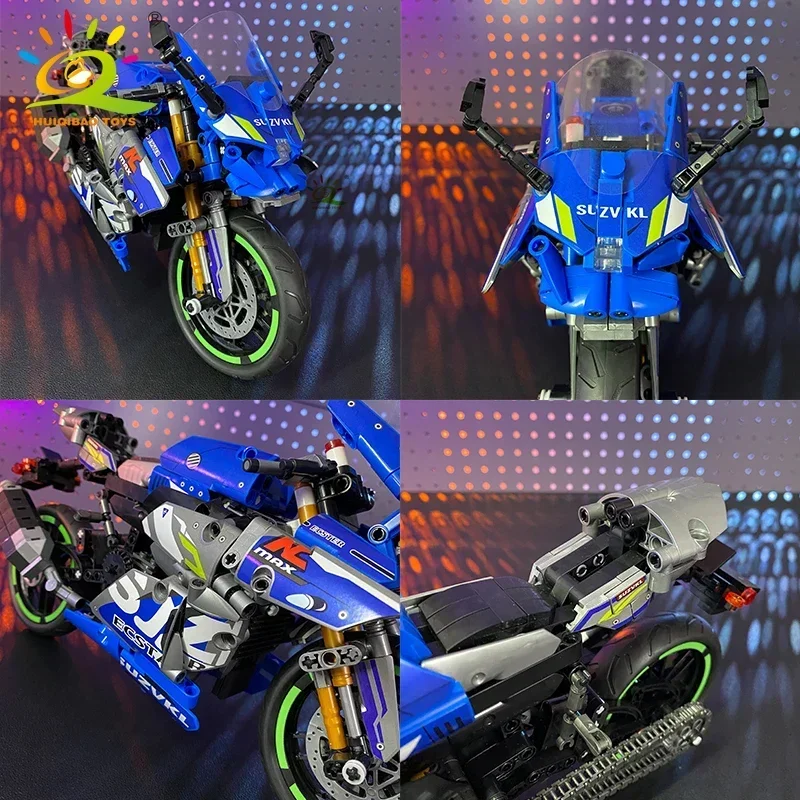 800+Pcs High-tech Classic Motorbike Building Model Blocks City Road Racer Bricks Moto Christmas Gifts Toys for Kid Boys Adult