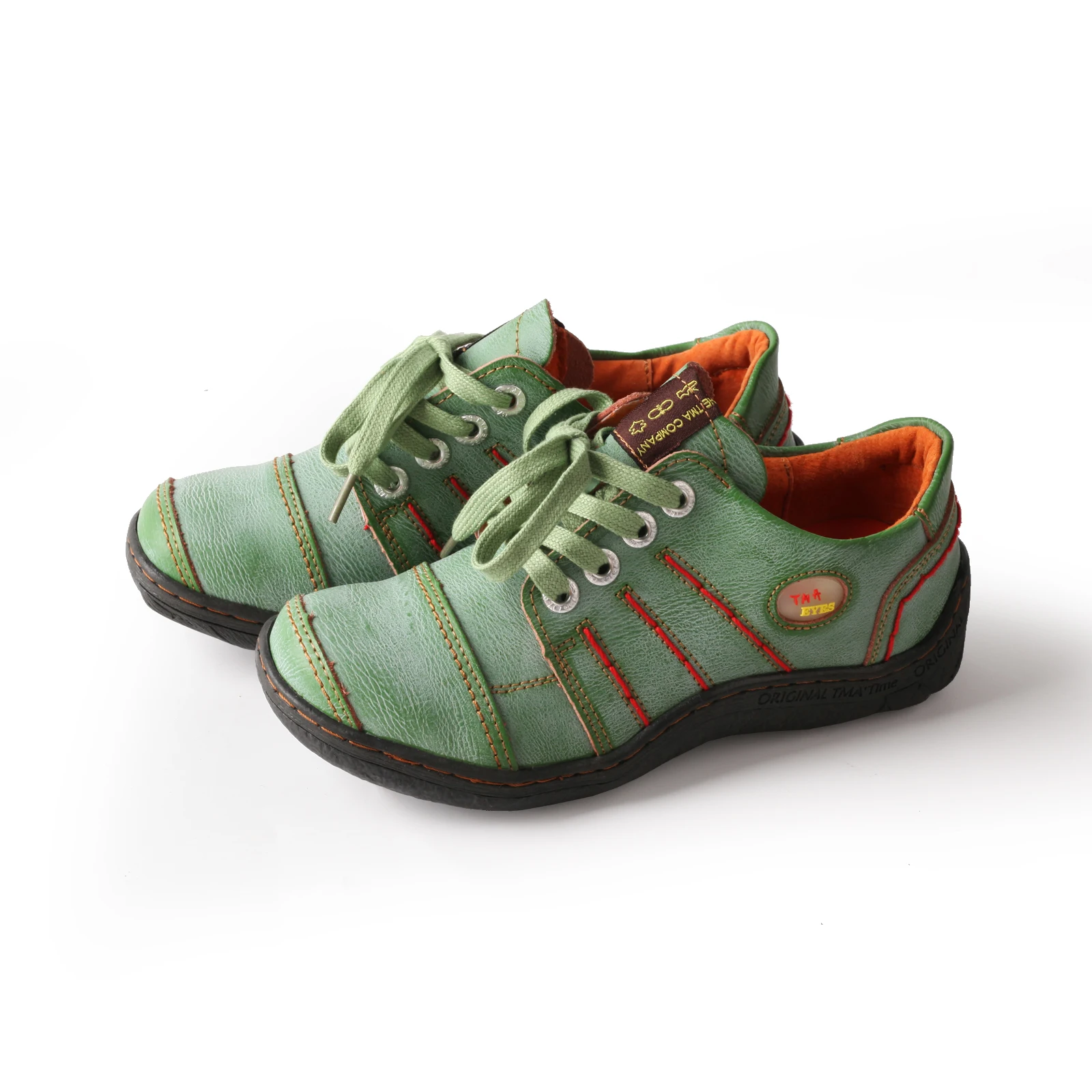 

TMA EYES 2023, осенние новые кожаные однотонные женские кроссовки с ручной строчкой