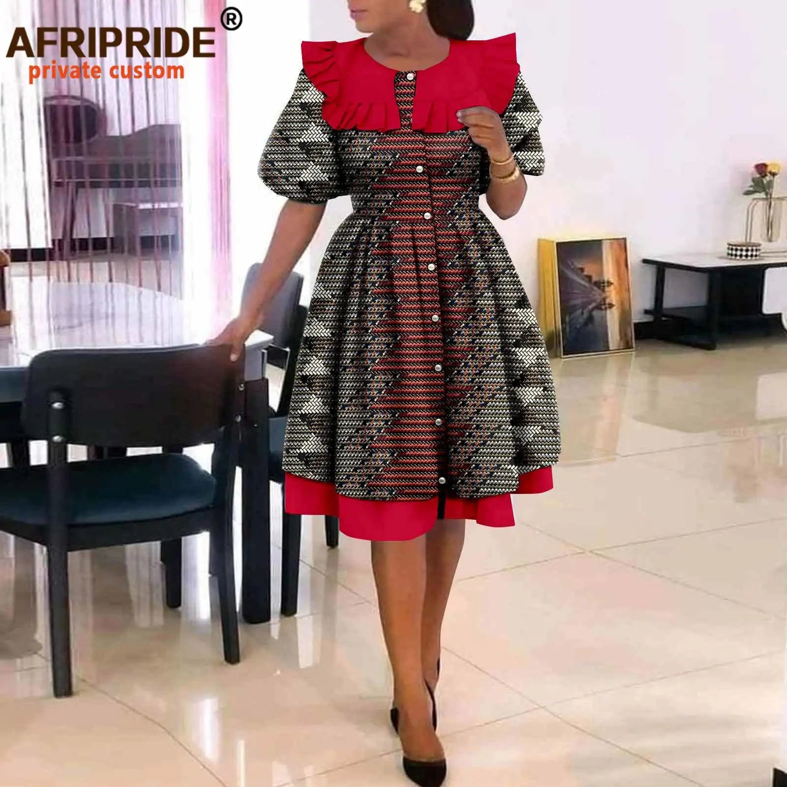 African Dresses for Women Elegant Party Short Sleeve High Waist Print  A-line Dress Ankara Attire Traditional Outfits A2225029 - AliExpress  200000345