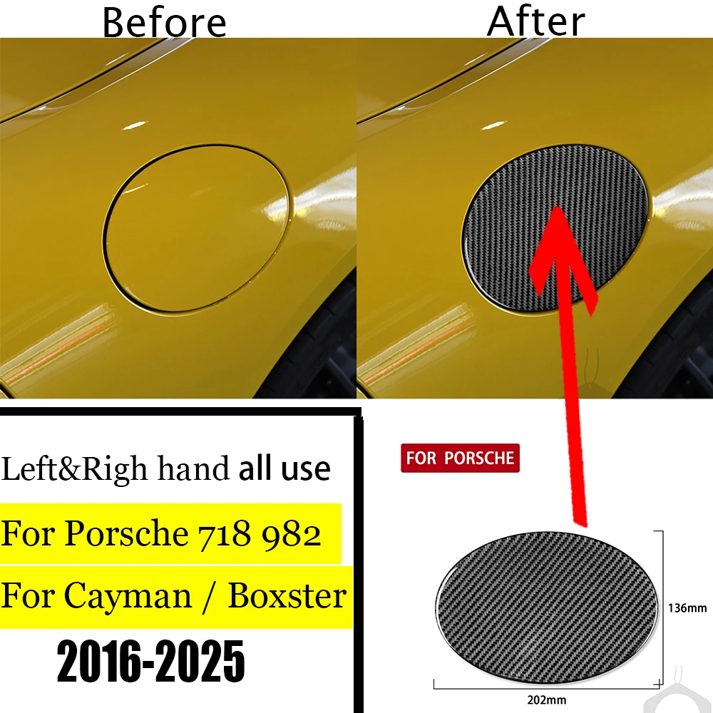 For Porsche Boxster Cayman 718 982 2016-2025 Fuel Tank Cap decorative Carbon Fiber Sticker Exterior Styling Auto Accessories