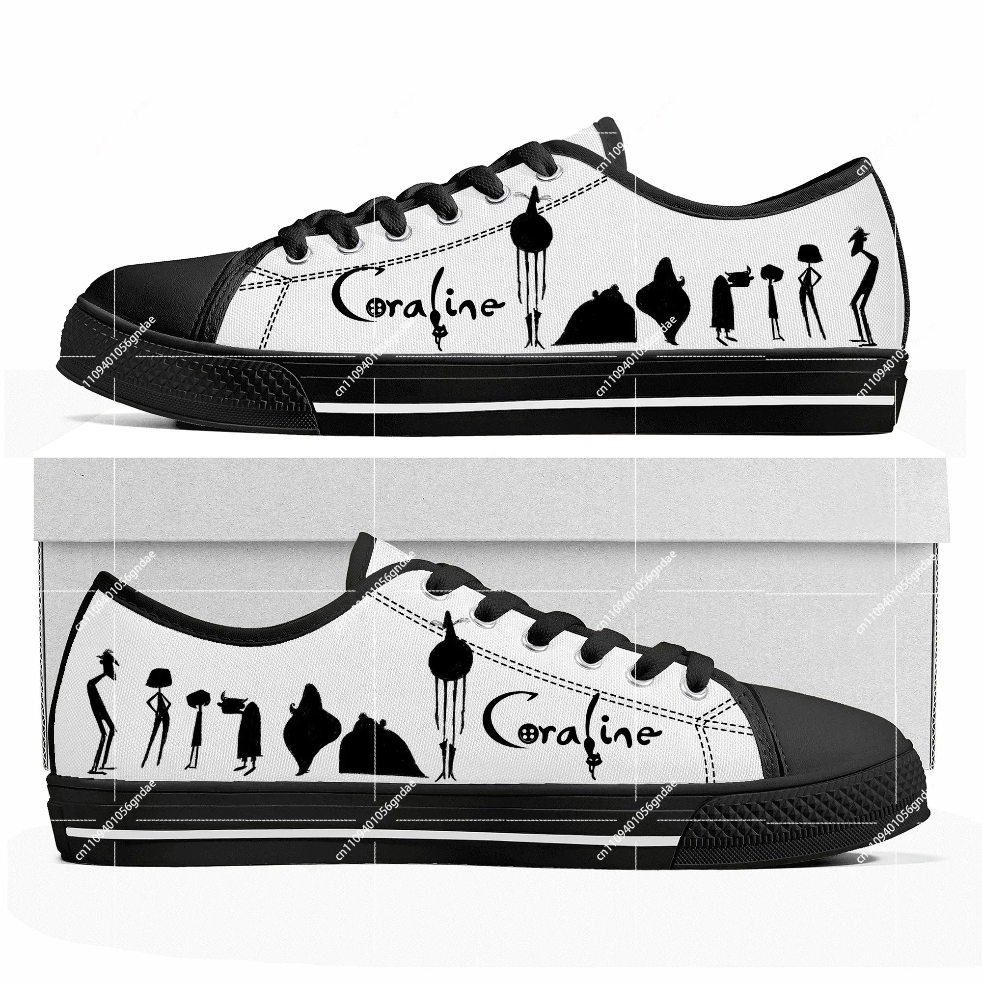 

Кроссовки Coraline The Secret Door на заказ, низкие, для женщин, мужчин и подростков, модная повседневная обувь, холщовые кроссовки на заказ