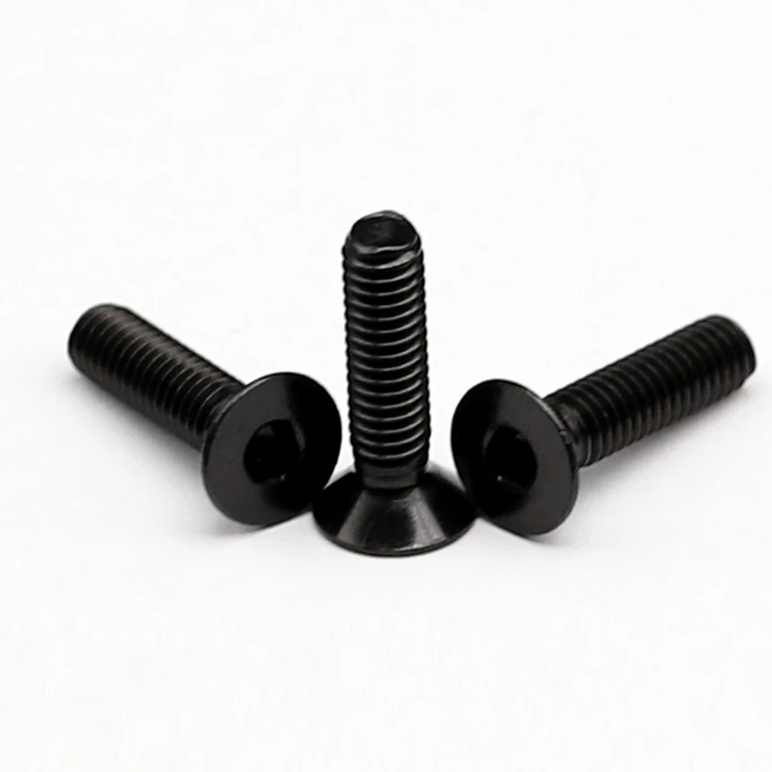 Tornillo de cabeza avellanada CSK plana, 25/30 perno hexagonal de acero inoxidable, M3, M4, M5 x 5/6/8/10/12/16/20/304, color negro, DIN7991