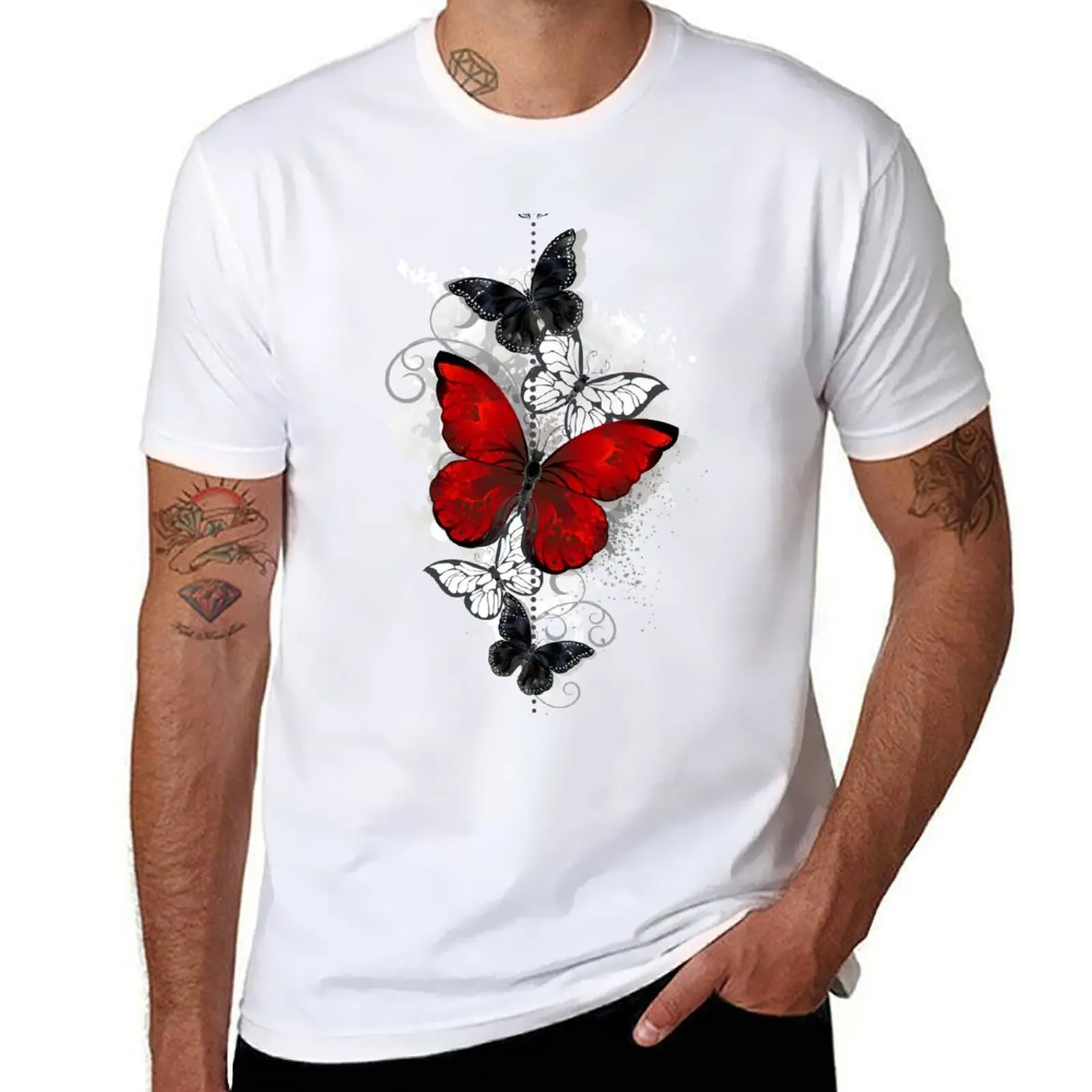 Red and Black Butterflies T-Shirt anime tshirt t shirts for man pack white t shirts designer T-Shirt