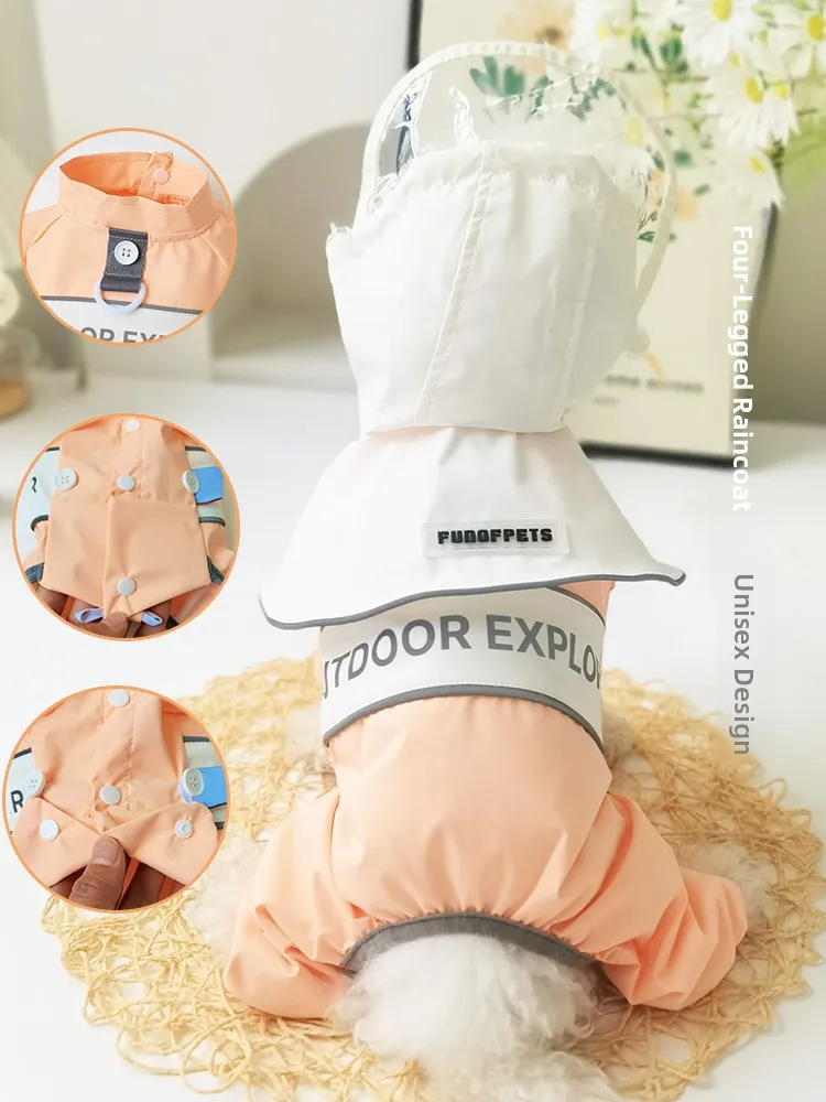 

Водонепроницаемый дождевик для собак с отстегивающимся чехлом для живота, полноразмерная одежда для маленьких собак, таких как Тедди, для весеннего и осеннего использования.