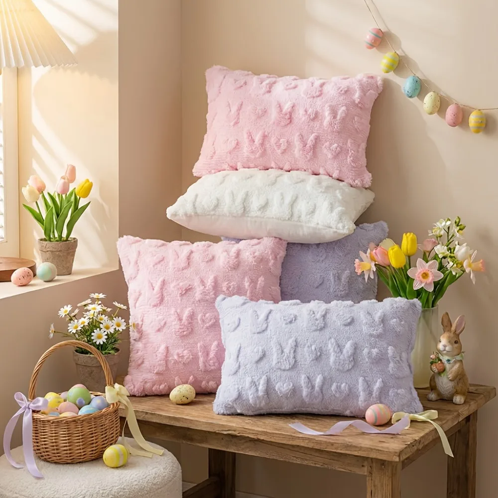 

Easter Throw Pillow Covers Cover Decor Embroidery Decoration 30x50cm 45x45cm Easter Pillow Covers Comfortable Living Space