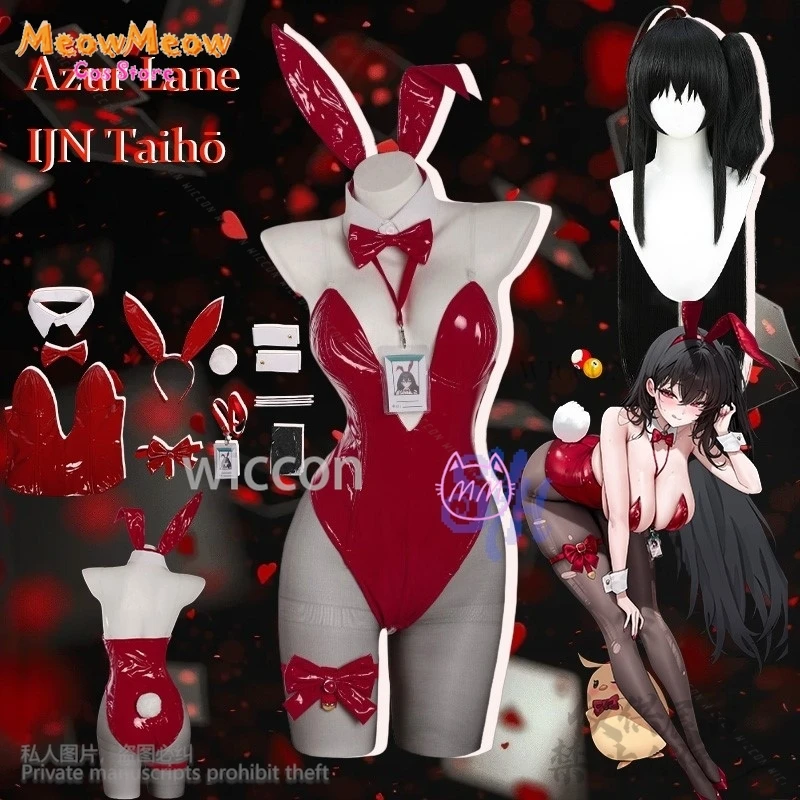 

Anime Game Azur Lane Cosplay IJN Taihō Costume Red Sexy Bikini Bunny Girls Summer Swimwear Y2k Rabbit Headband Halloween Party