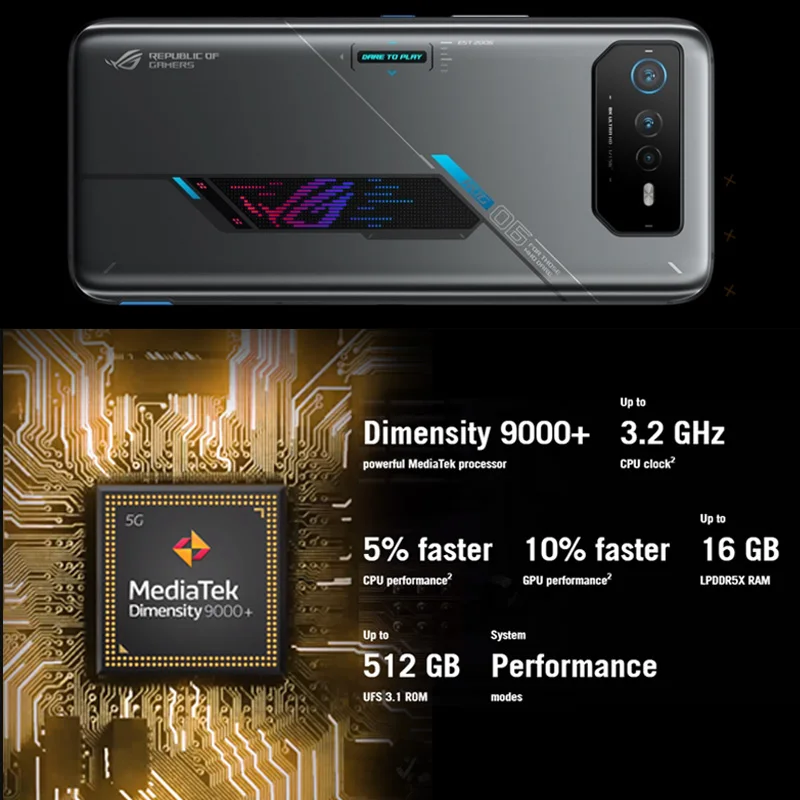 Original ASUS ROG 6D/6D Ultimate MediaTek Dimensity 9000+ 6.78”165Hz E-Sports Screen 6000mAh 65W Fast charging ROG 6 Gaming NFC