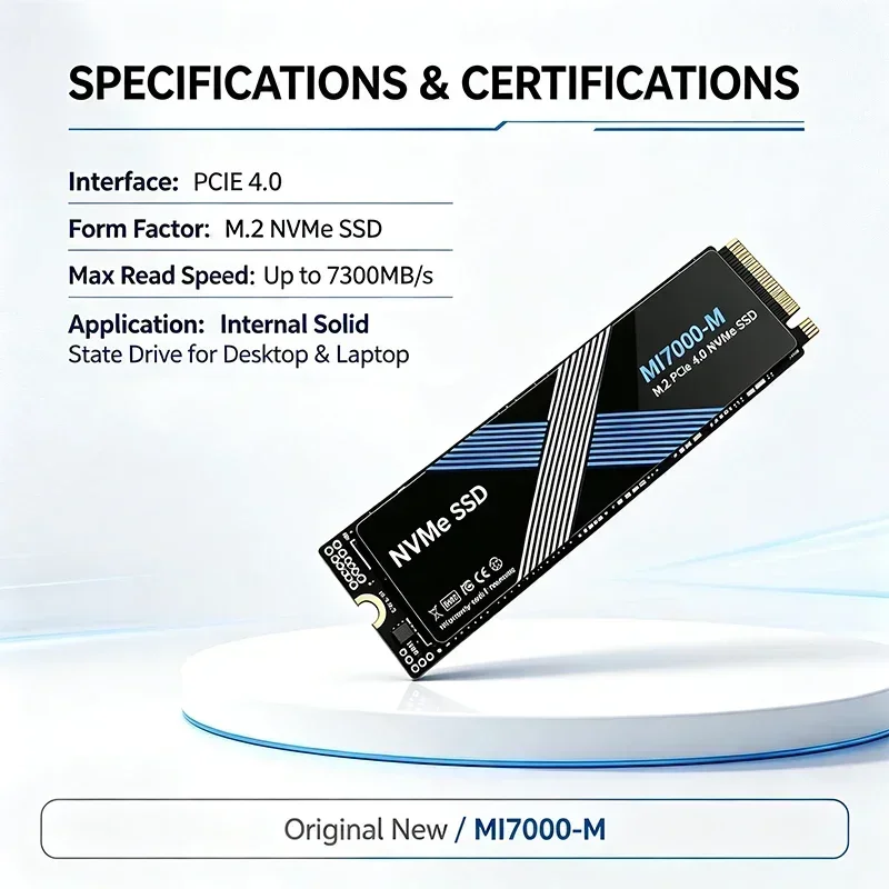 MI7000-M Total System Boost NVMe M.2 SSD 7300MB/s PCIe 4.0 2TB 4TB Internal Drive Desktop Laptop Desktop Upgrade Ready
