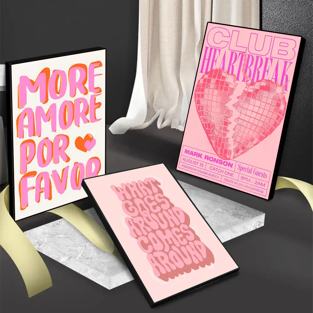 Maximalist More Amor Por Favor Colorful Eclectic Pink Love Quote Poster Stickers Living Room Bedroom Entrance Cafe Room Decor