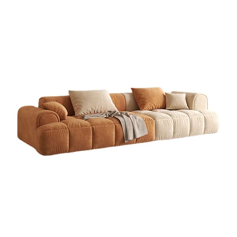 Contemporary Creamy Fabric Sectional Sofa Set with Technological Design for Compact Living Spaces and Villas