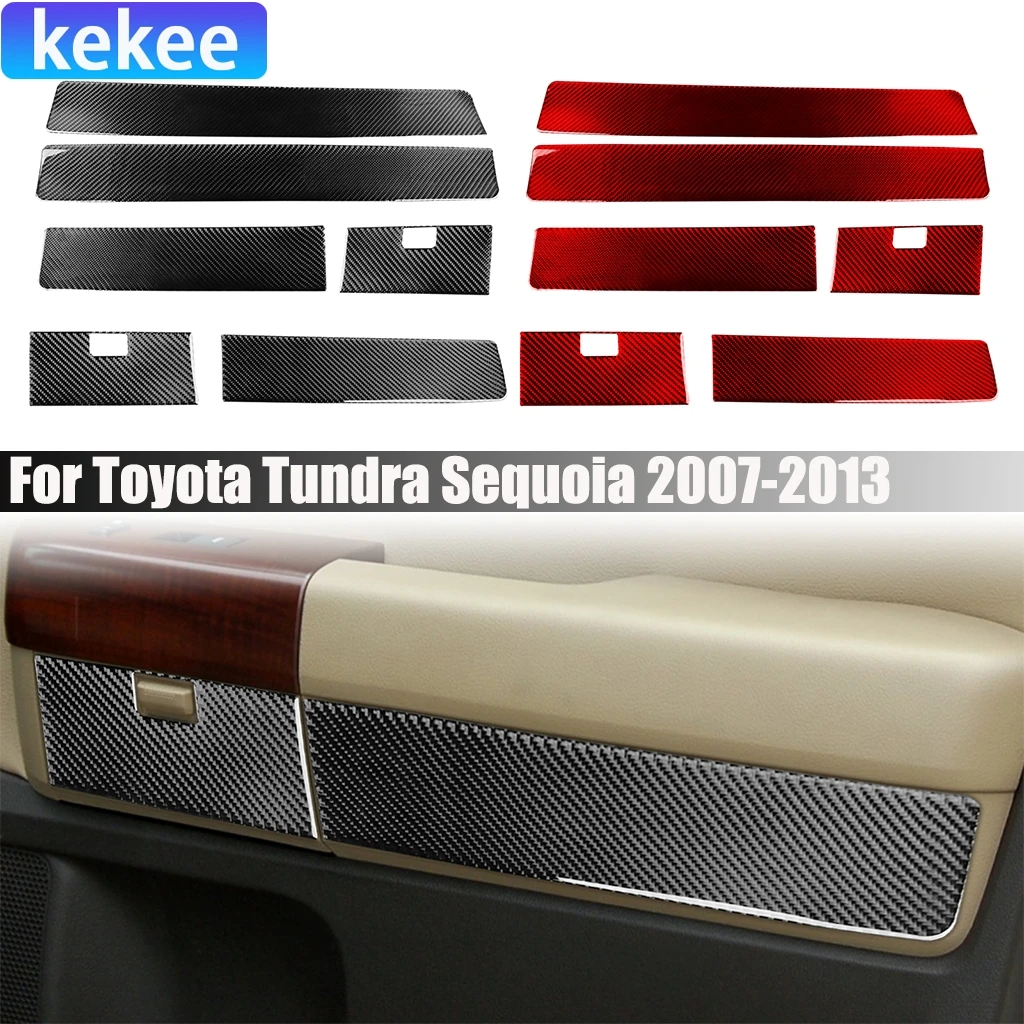 Carbon Fiber Car Accessories Door Storage Panel Modified Interior Trim Cover Soft Sticker For Toyota Tundra Sequoia 2007-2013