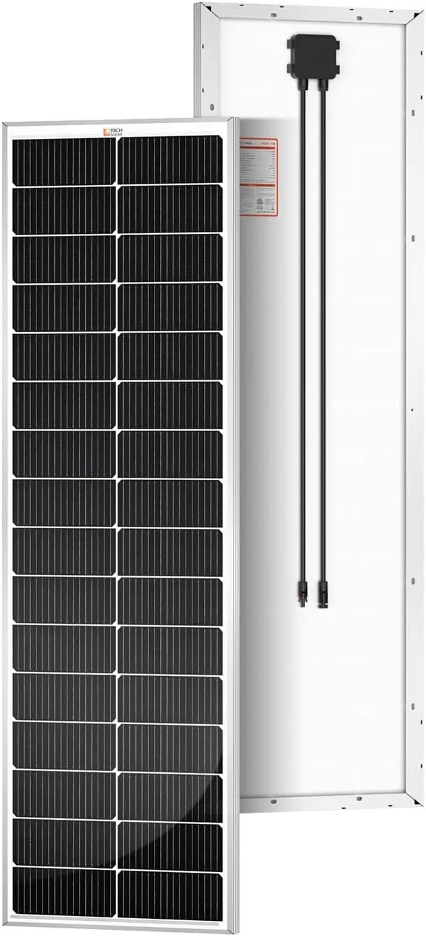 100 Slim 100 Watt 12 Volt Monocrystalline Solar Panel for RV, Trailer, Motorhome