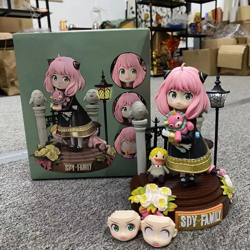 New 19cm Anime Anya Character Gk Doll Forger Pvc Action Character Variable Face Collection Character Model Desktop Decor