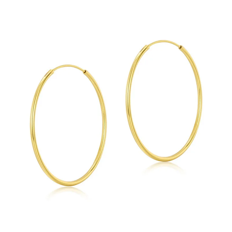 2Pcs Simple Classic Stainless Steel Smooth Big Round Circle Hoop Earrings For Women Huggie Piercing Jewelry 50mm/60mm/70mm