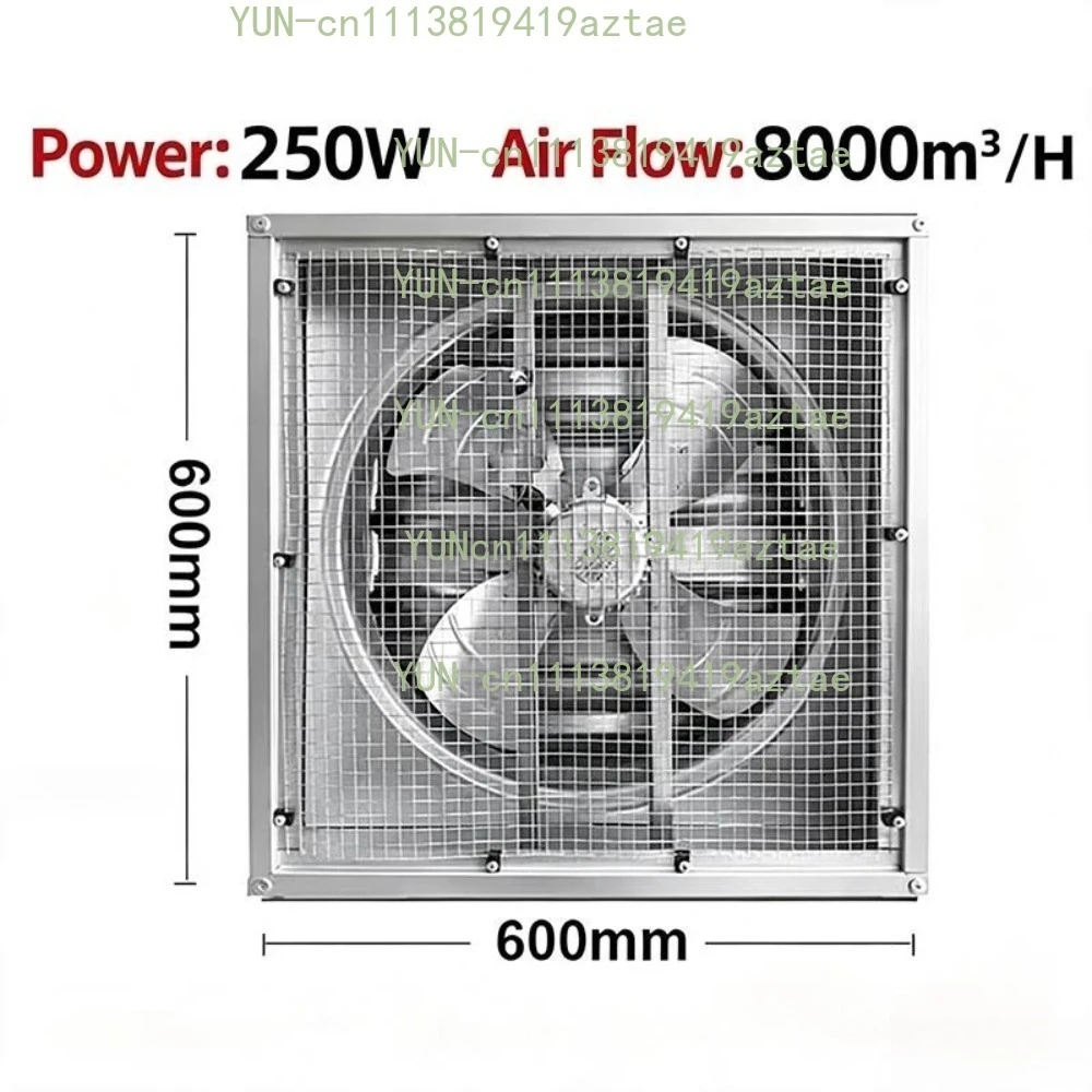 600×600MM Galvanized Negative Pressure Fan Pure Copper Motor Industrial Exhaust Ventilator High Airflow Cooling Fan