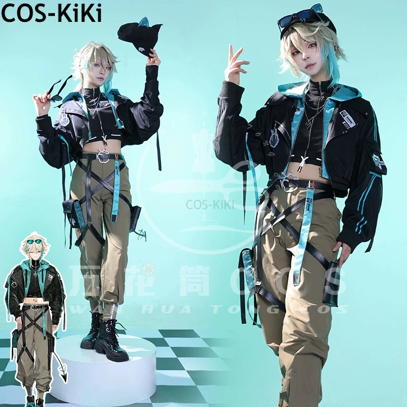 COS-KiKi Vtuber VirtuaReal Aza Misplaced City Game Suit Leisure Uniform Cosplay Costume Halloween Party Role Play Outfit