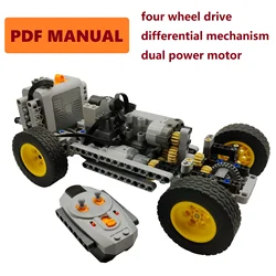 Technical building block RC Car Kids toy DIY Bricks MOC Professional Four Wheel Drive 4WD Differential Mechanism Dual Motor