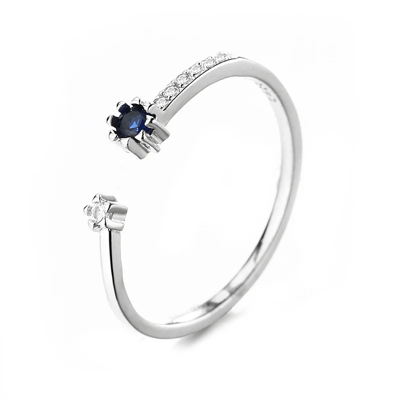 VENTFILLE 925 Sterling Silber Blau Stern und Mond Ring Weibliche Öffnen Koreanische Version Kreative Internet Celebrity Ring