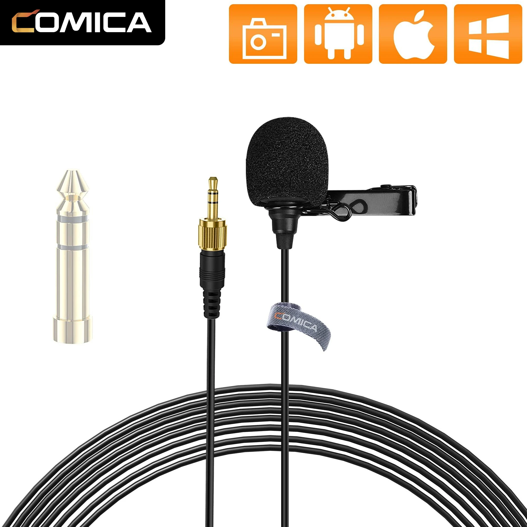 Comica CVM-M-O1 Lavalier Microphone, Omnidirectional Lapel Microphone for Wireless Lavalier Transmitter, DSLR Camera (3.94ft)