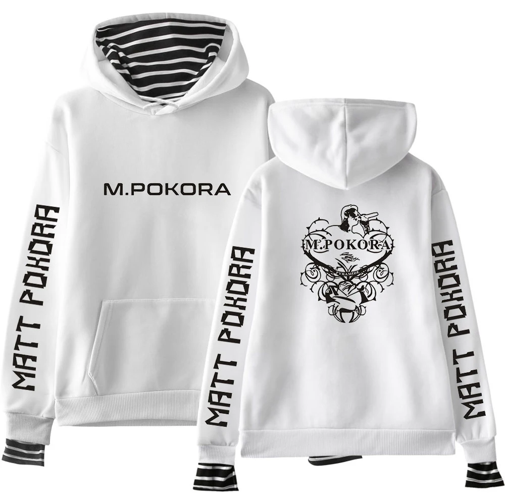 

M. Pokora Hoodie Fake Two Piece Women's Hoodie Long Sleeve Sweatshirt Harajuku Streetwear Rapper Matt Pokora Fashion Clothes