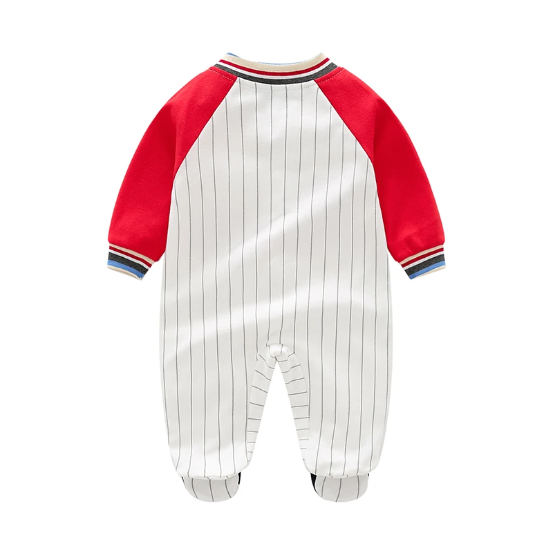 Baby jumpsuit spring & fall pure cotton long-sleeved newborn clothes 0-1 year old baby pajamas foot-covering harem