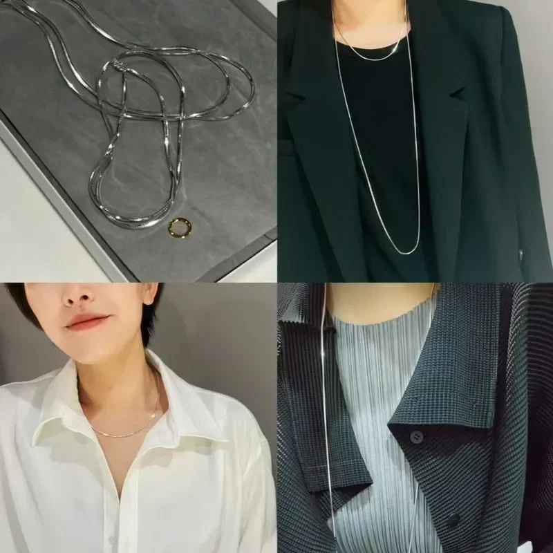European and American ins wind niche super long three-dimensional snake bone chain personalized neutral wind copper
