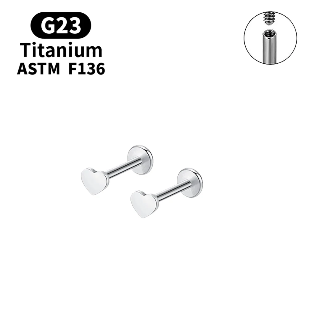 2PCS Stud Earrings G23 Piercing Titanium Grade Implante Sexy Body Jewelry Accessories for Women