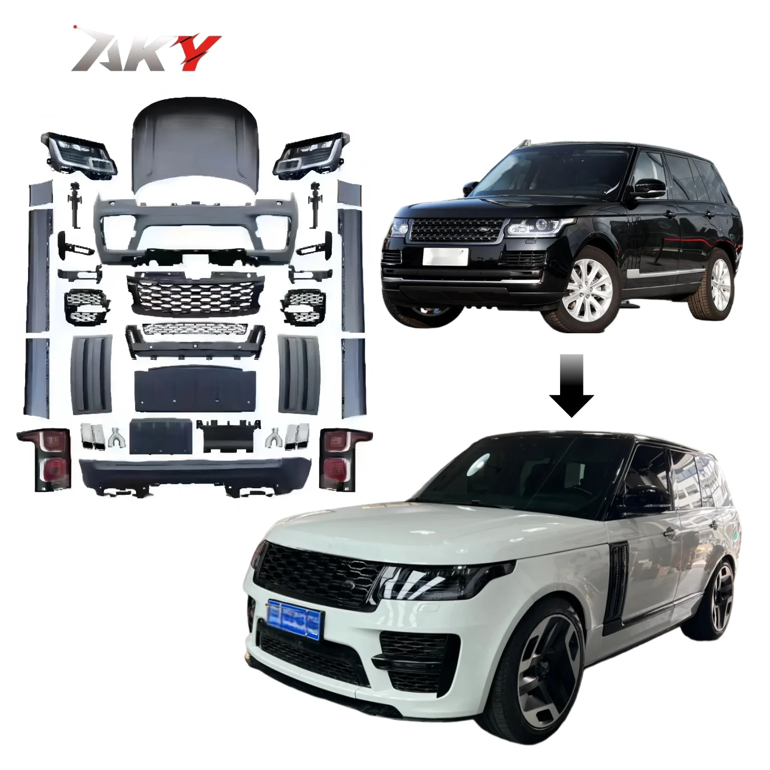 

For Range Rover Vogue L405 2013-2017 Upgrade to SVO New Style LED Headlight Grille for Land Rover to SVO Facelift