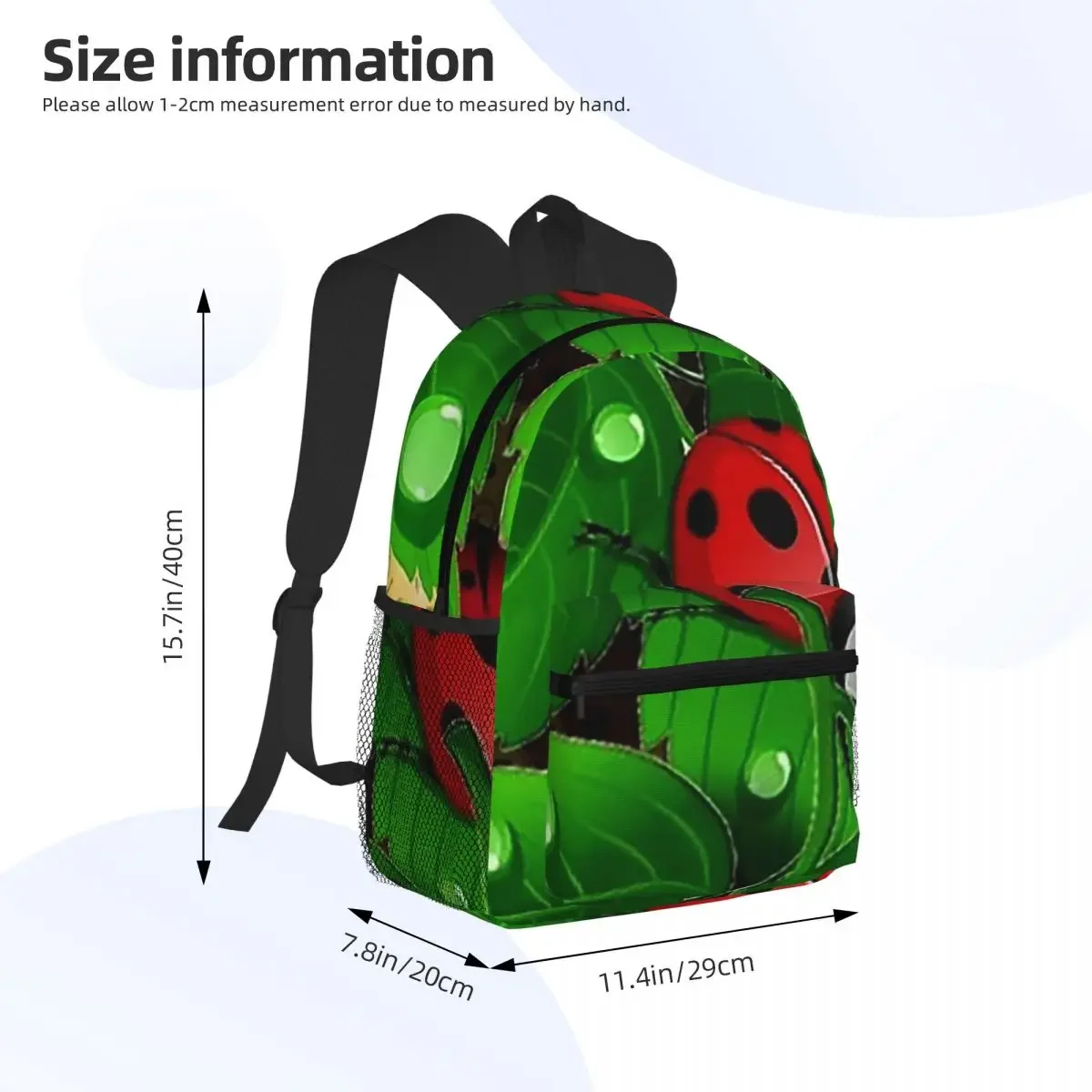 Red Ladybugs With Water Drops Student Backpack School Bag Hiking Travel Daypack for Men Women Fashion Bookbag Shoulder Bags