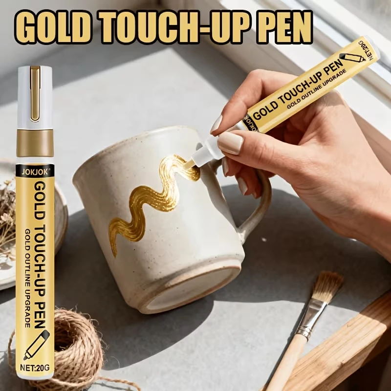 Upgraded Golden Marking Pen - Furniture Gilding Pen, Quick-drying Fine Tip, Used for Metal Scratch Repair, Specially Designed