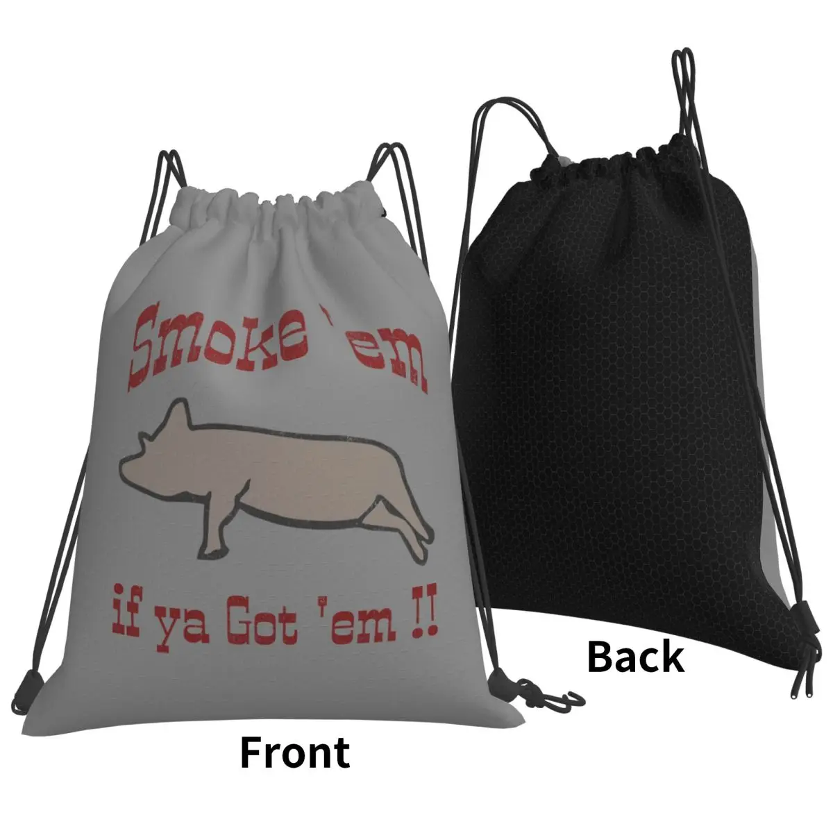 Smoke 'em Pig Dad Hat BBQ Humor With Swagger Backpacks Multi-function Drawstring Bundle Pocket Sports Bag Book Bags Man Woman