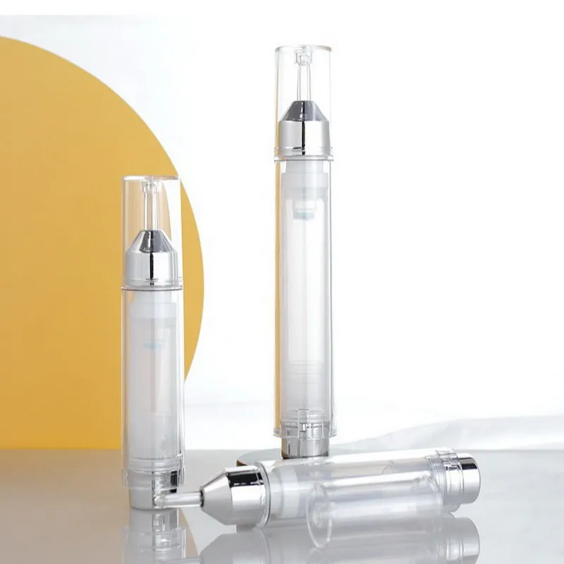 100 szt. Butelki z pompką bezpowietrzną DIY 5/10/15 ml Puste Wielokrotnego Użytku Wysokiej Jakości Podróżne Pojemniki z Pompką do Kremu pod Oczy Olejków Eterycznych