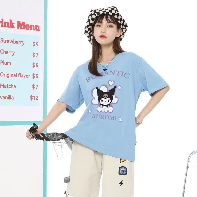 Sanrio-Camiseta de manga corta para mujer, ropa de marca de tendencia ins, de algodón, Kulomi, perro, pulóver, Melody, de verano