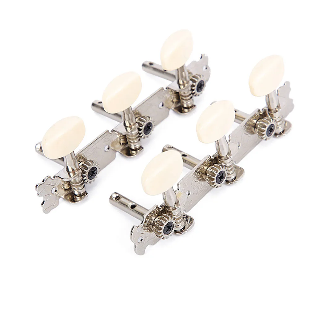 6Pcs Guitar Picks Holder Finger Cover Acoustic/Folk Guitar Tuning Pegs Tuners Machine Heads Chrome Part 3R+3L Machine Heads