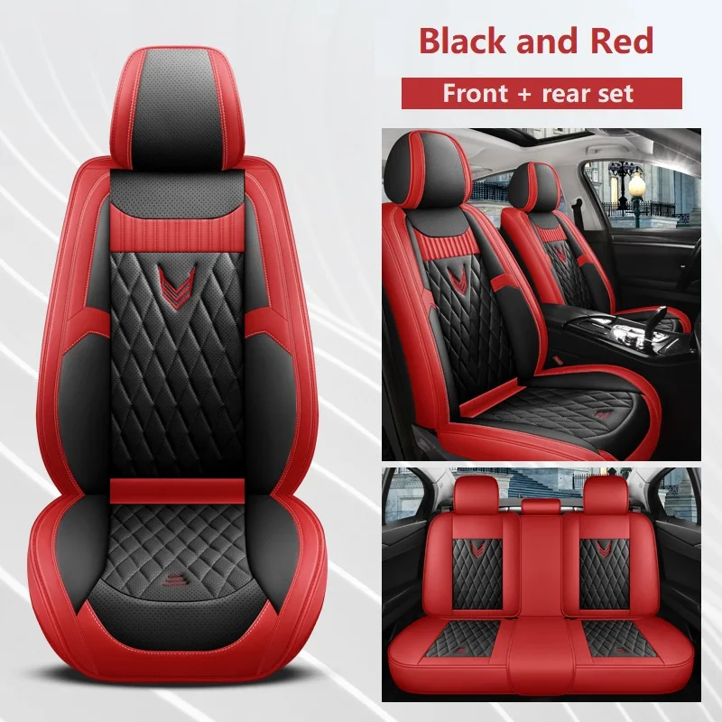 5-seater Universal Car Seat Cover, New All-around Leather Car Seat Protector Four Season Perforated Breathable Car Accessories