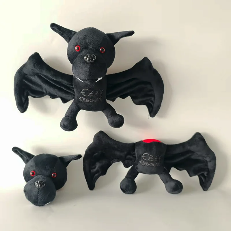 

TreasuringU New 25cm Ozzy Osbourne Bat Plushie Halloween Black Bat Plush Toys Cartoon Horror Bat Stuffed Dolls Birthday Gifts