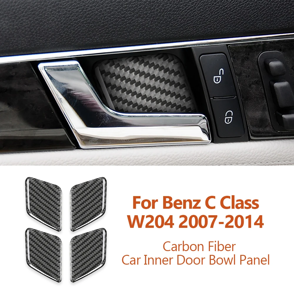 

For Mercedes Benz C Class W204 2007-2014 Carbon Fiber Car Inner Door Bowl Panel Decorative Sticker Auto Interior Accessories