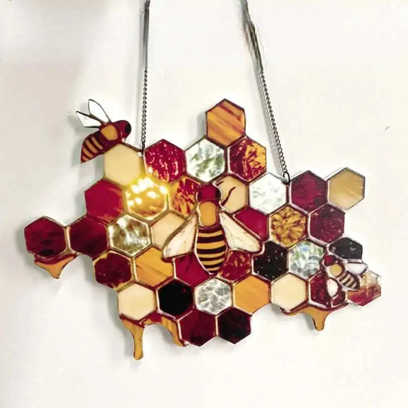 

Bee Festival doorplate decoration bee ornment honeycomb pendant bee ornament home decoration garden Pendant