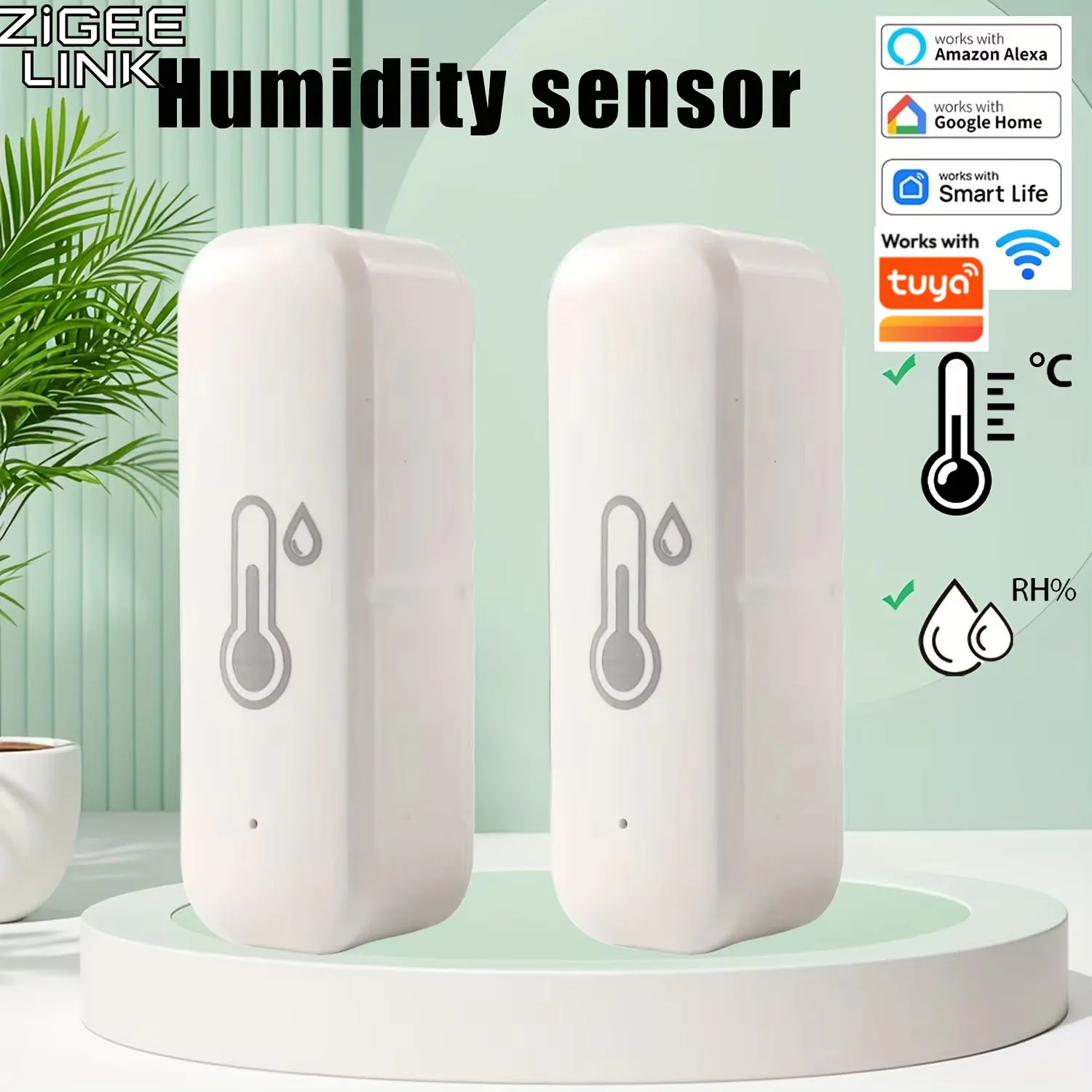 Tuya ZigBee 3.0 Temperature Humidity Sensor Smart Home Real-Time Indoor Monitor Smart Life App Control Alexa Google Assistant