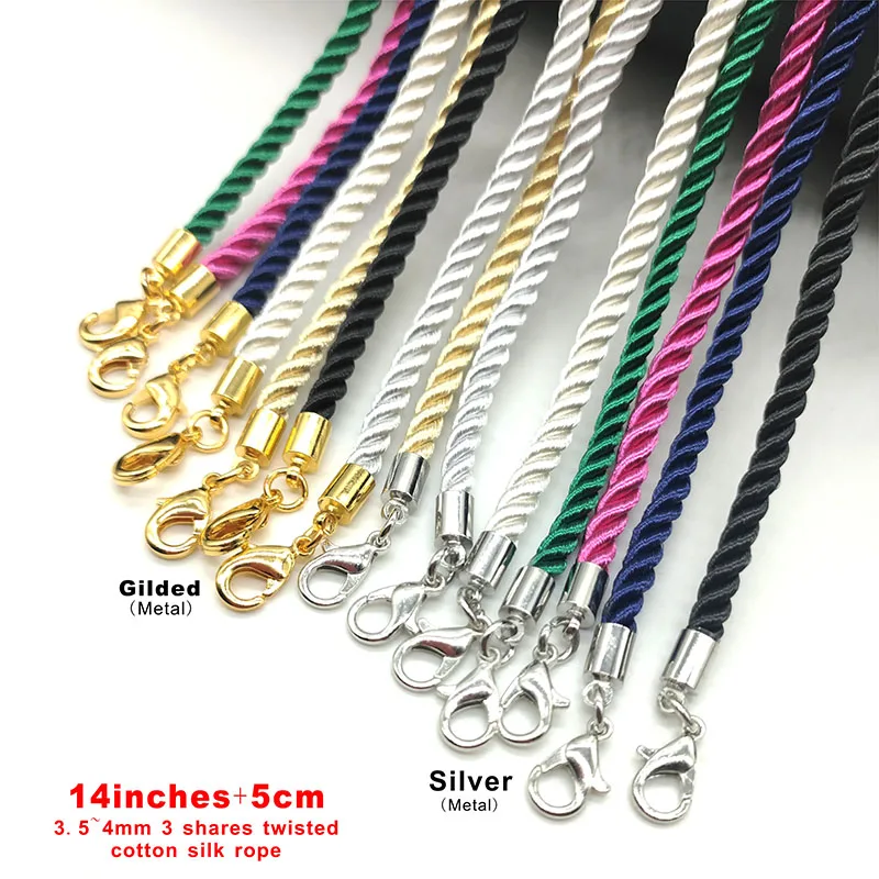 3 sztuk/partia 3.5 ~ 4mm moda 3 części jedwabny sznurek naszyjnik DIY regulowany złoty kolor sznurek Choker akcesoria homara zapięcie sznurek