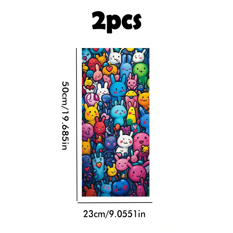 2pcs car center pillar protection stickers Cartoon Rabbit Pattern scratch resistant film