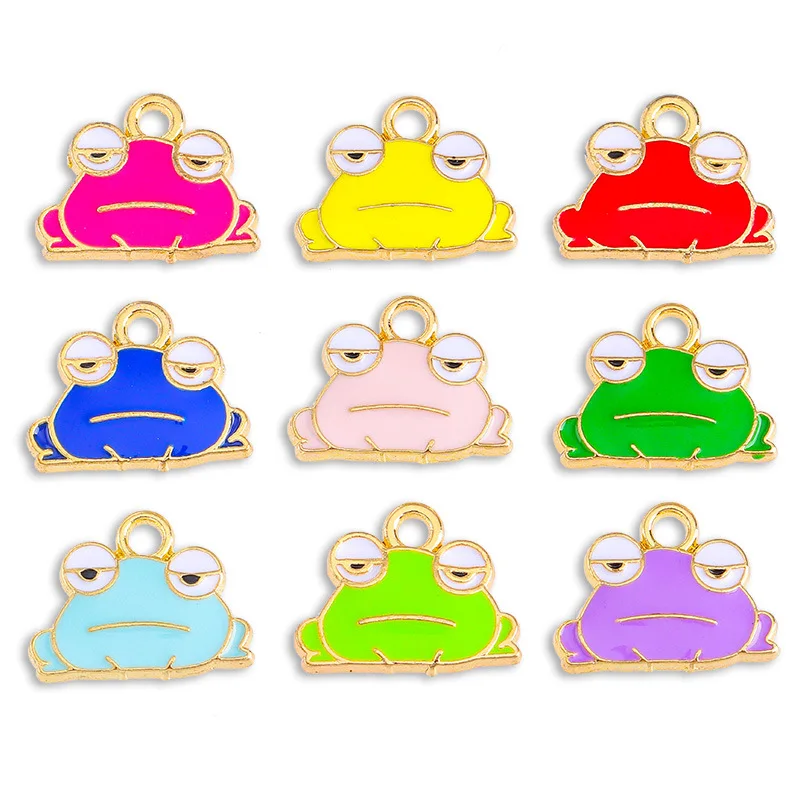 20 pcs/lot Fashion Cute Frog Alloy Enamel Pendant Accessories Charms for Women, Earrings/Necklace Handmade DIY Jewelry