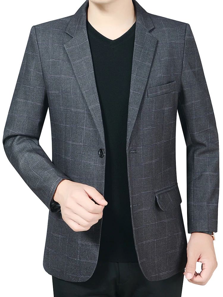 

New Spring Autumn Blazers Men Slim Fit British Plaid Formal Suit Jacket Party Wedding Business Casual Blazers Male Plus Size 5XL