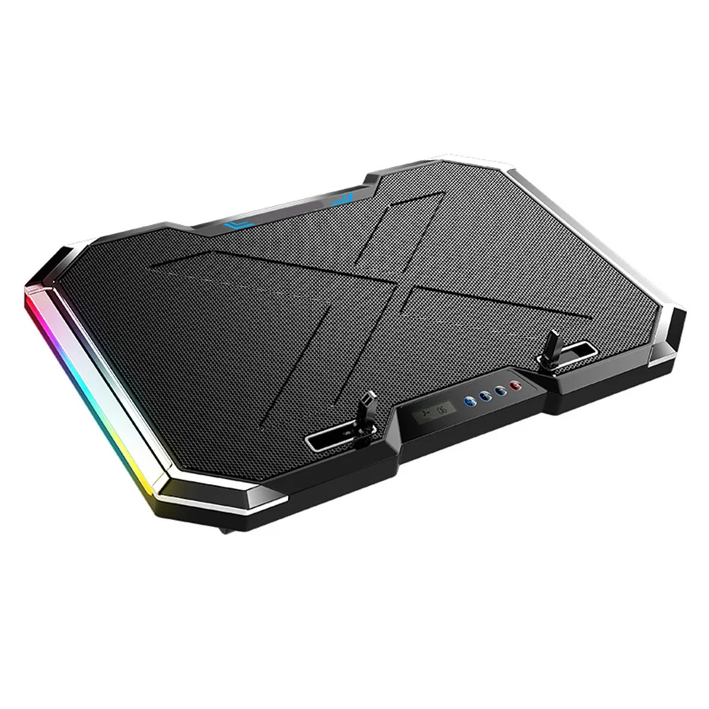Rgb LED Laptop Air Cooler Cooling Pad 7-Level Adjustable Stand with LCD Touch Control for 18 Inch Notebook Ventilated Support