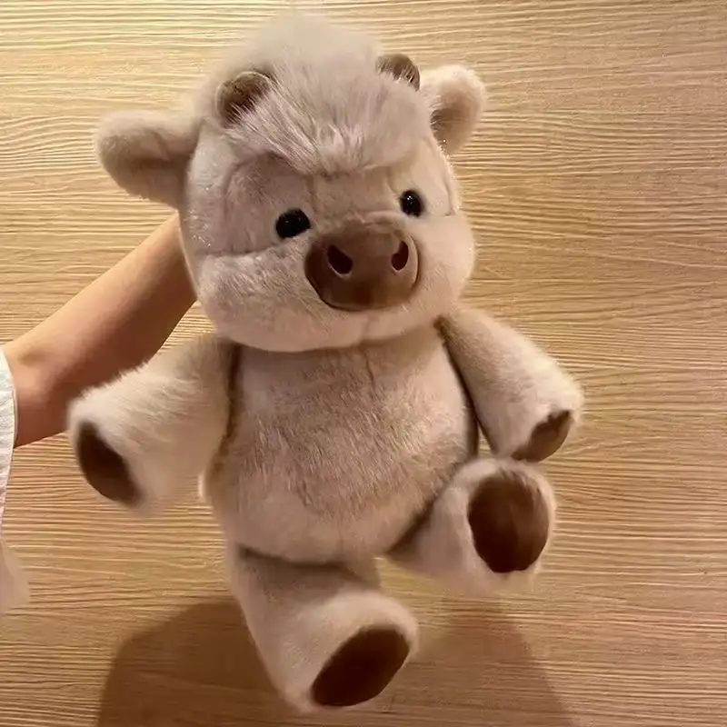 귀여운 하이랜드 소 인형 45cm - 포근한 니트 소 인형, 고급 부드러운 원단으로 제작, 편안한 친구