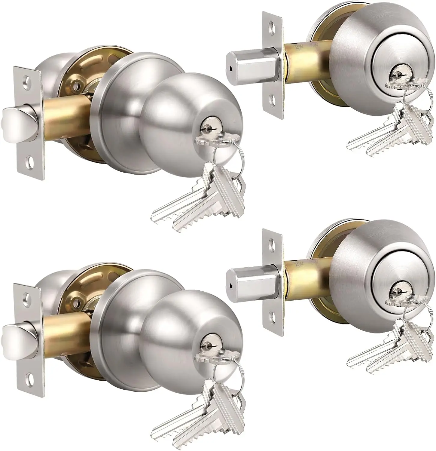 

2-Piece Keyed Entry Door Knob Set with Deadbolt, Satin Nickel Finish, Indoor/Outdoor Security Handles