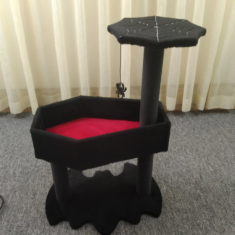 

Gothic Cat Tree With Coffin Bed & Spooky Cat Tree Toys For Halloween Cat Supplies Sisal Scratching Posts For Indoor Cats