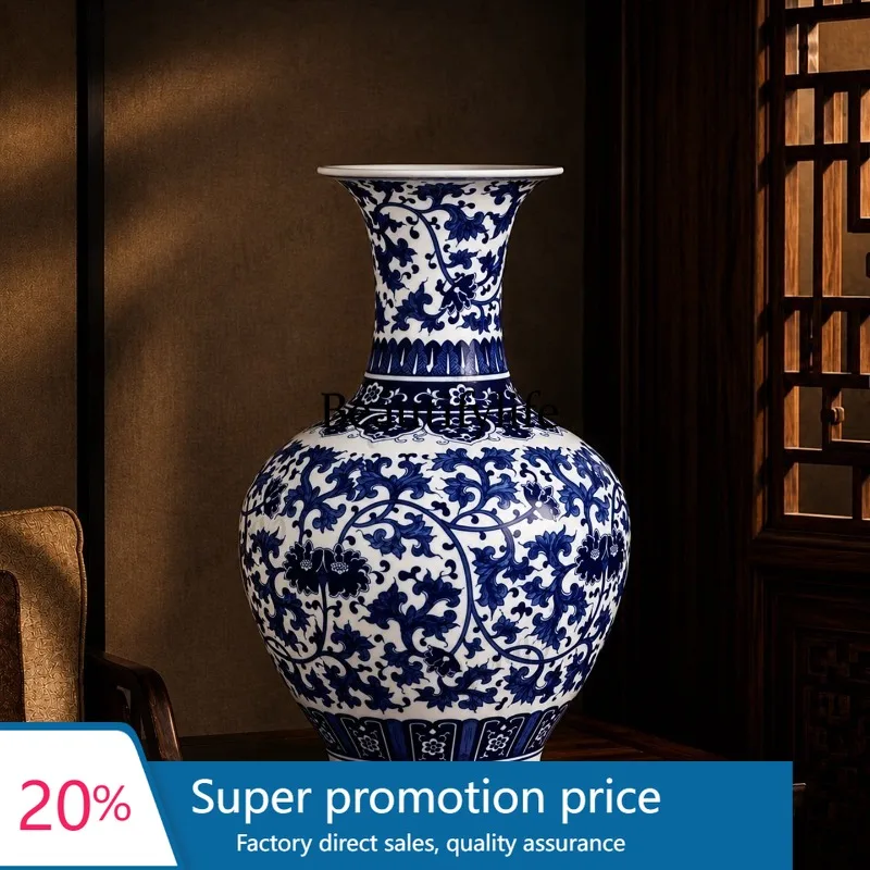 FF182 Jingdezhen ceramics hand-painted blue and white porcelain Chinese floor ornament living room desktop decoration vase